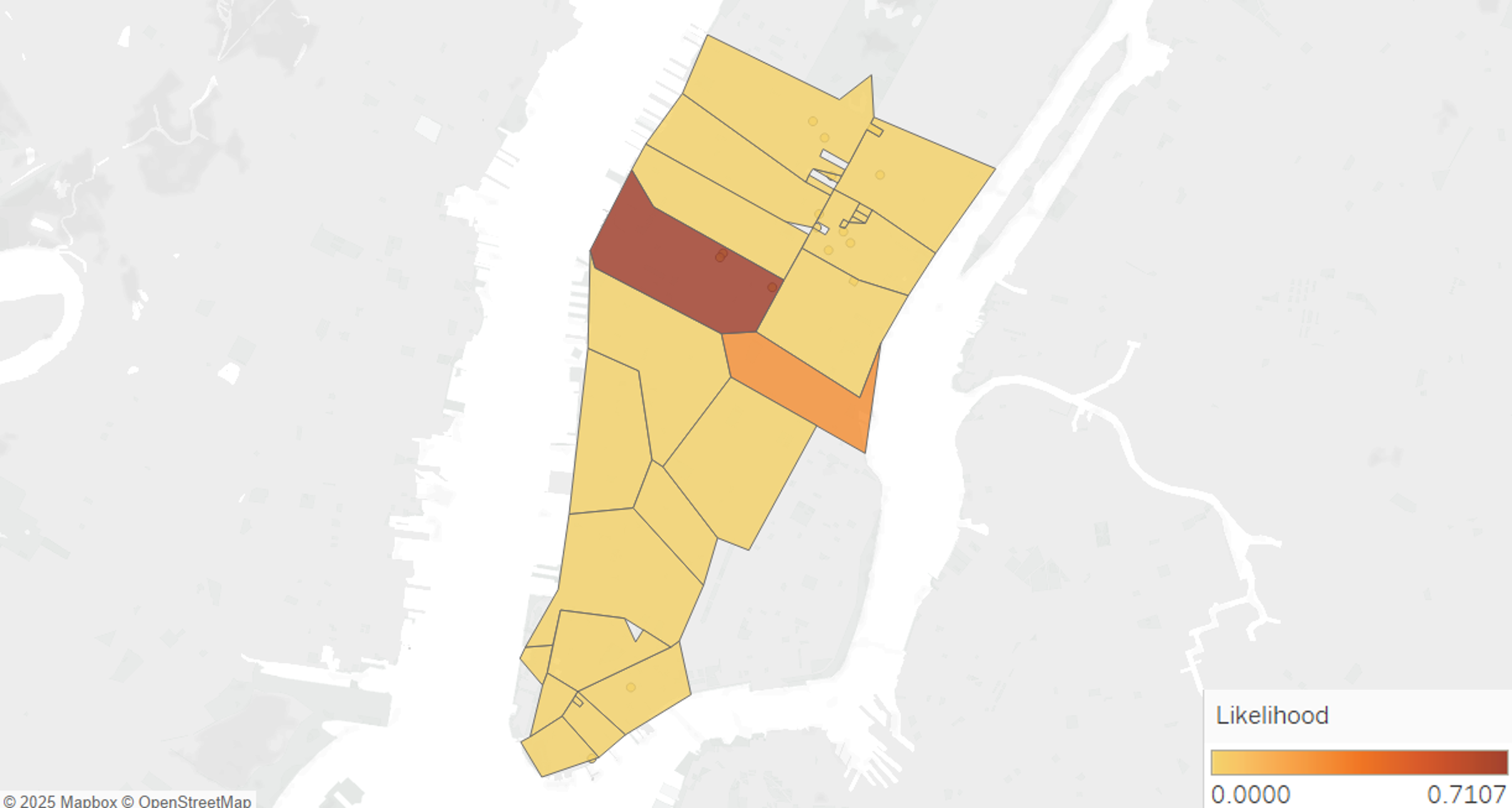 Heatmap of Predictions based on Manhattan Leasing Prediction Model