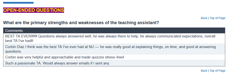 Positive teaching evaluations, part 1