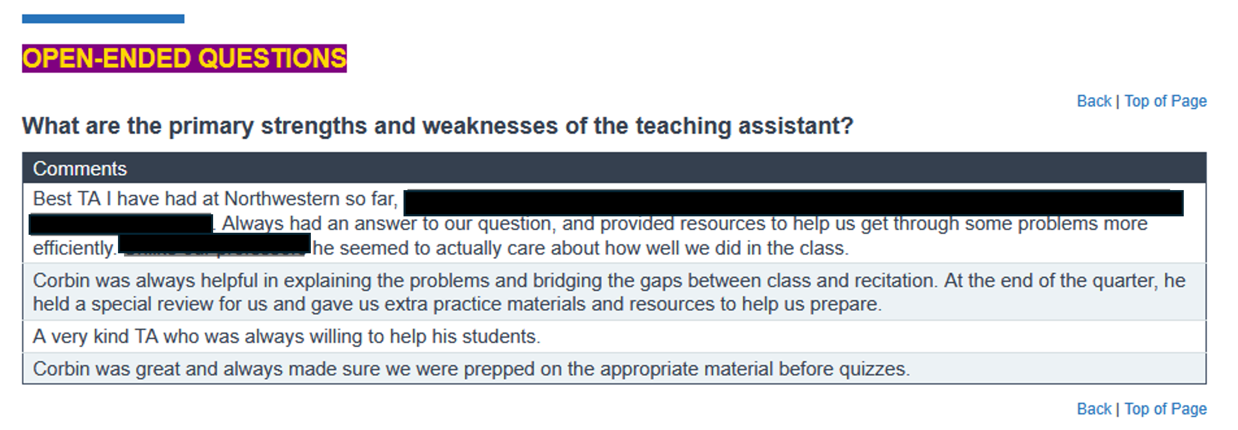 Positive teaching evaluations, part 2