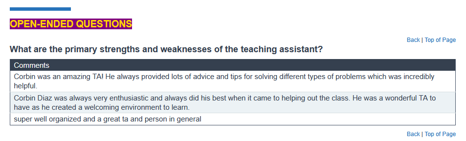 Positive teaching evaluations, part 3